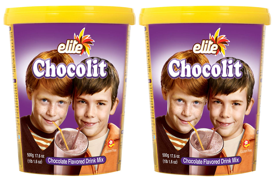 Elite Chocolit chocolate mix being poured for a rich, dairy-free cup.