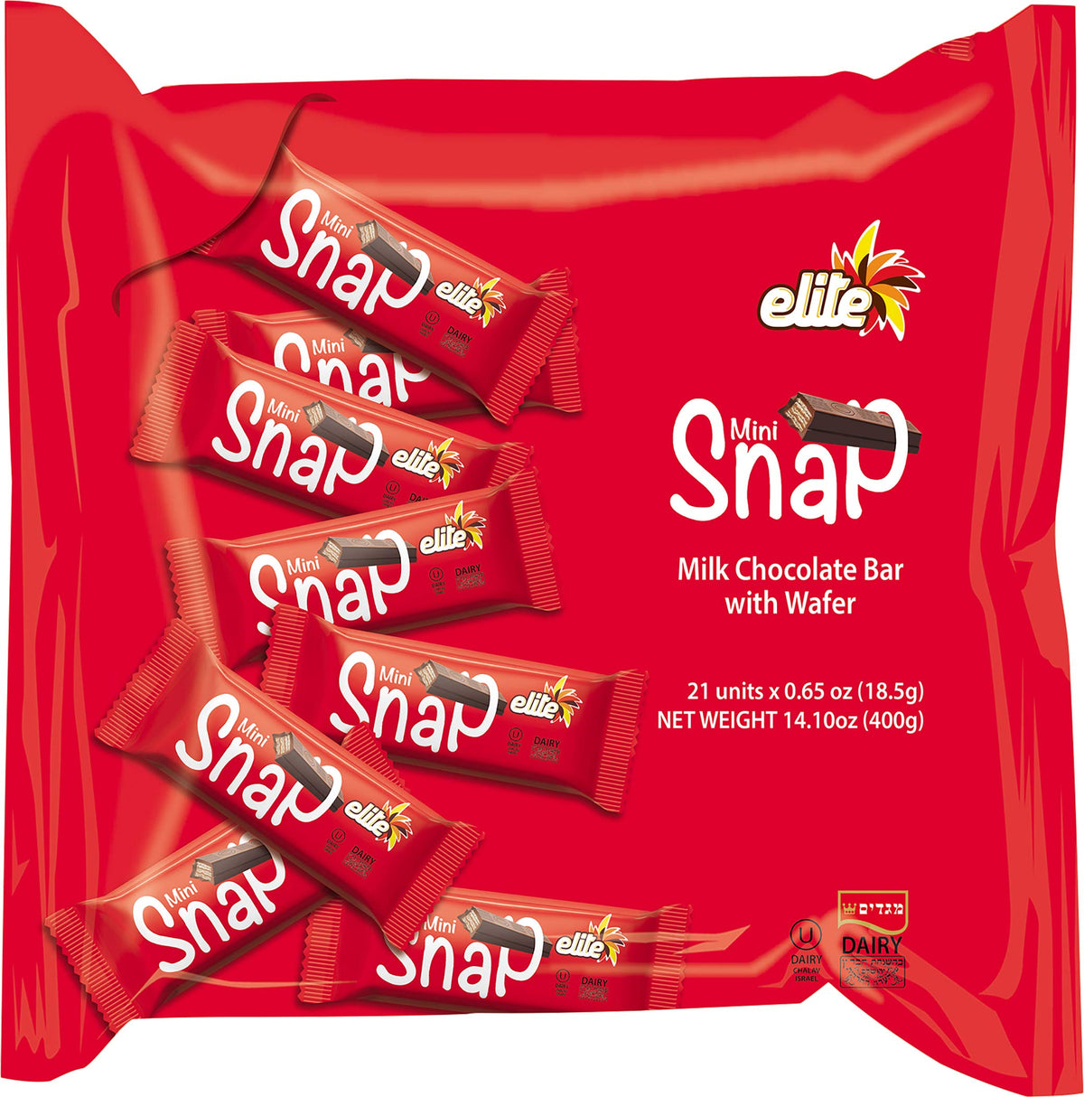 Elite Mini Kif Kef Snap chocolate wafer—delicious after-school snack.