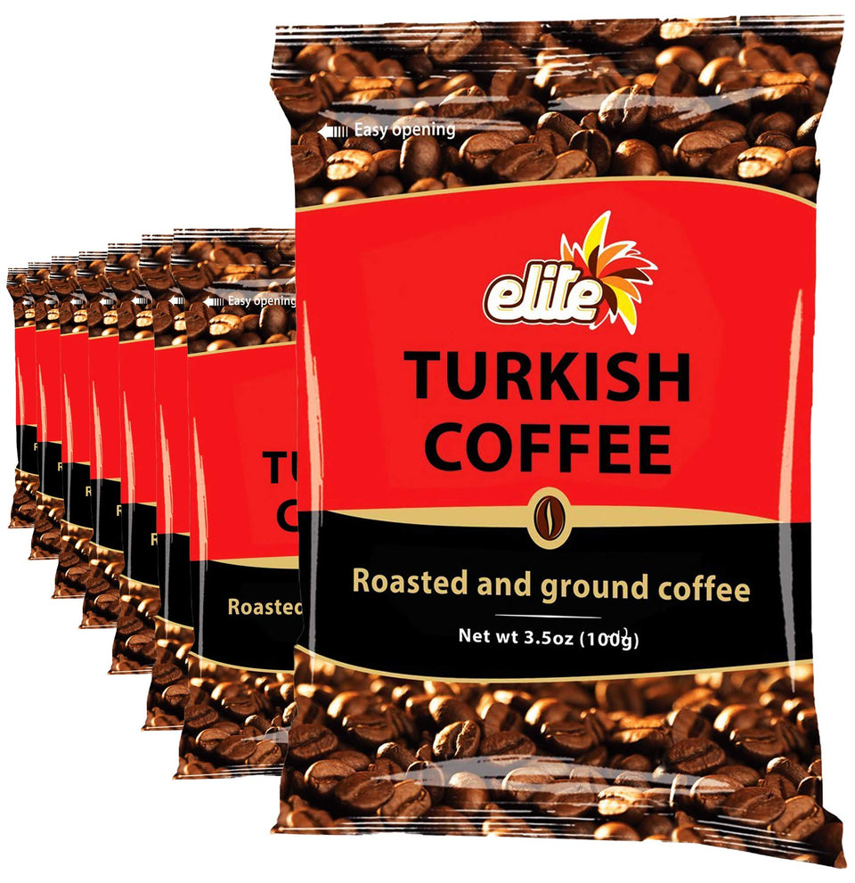 ELITE Turkish coffee ground pack8 front view highlighting bold flavor for traditional mornings