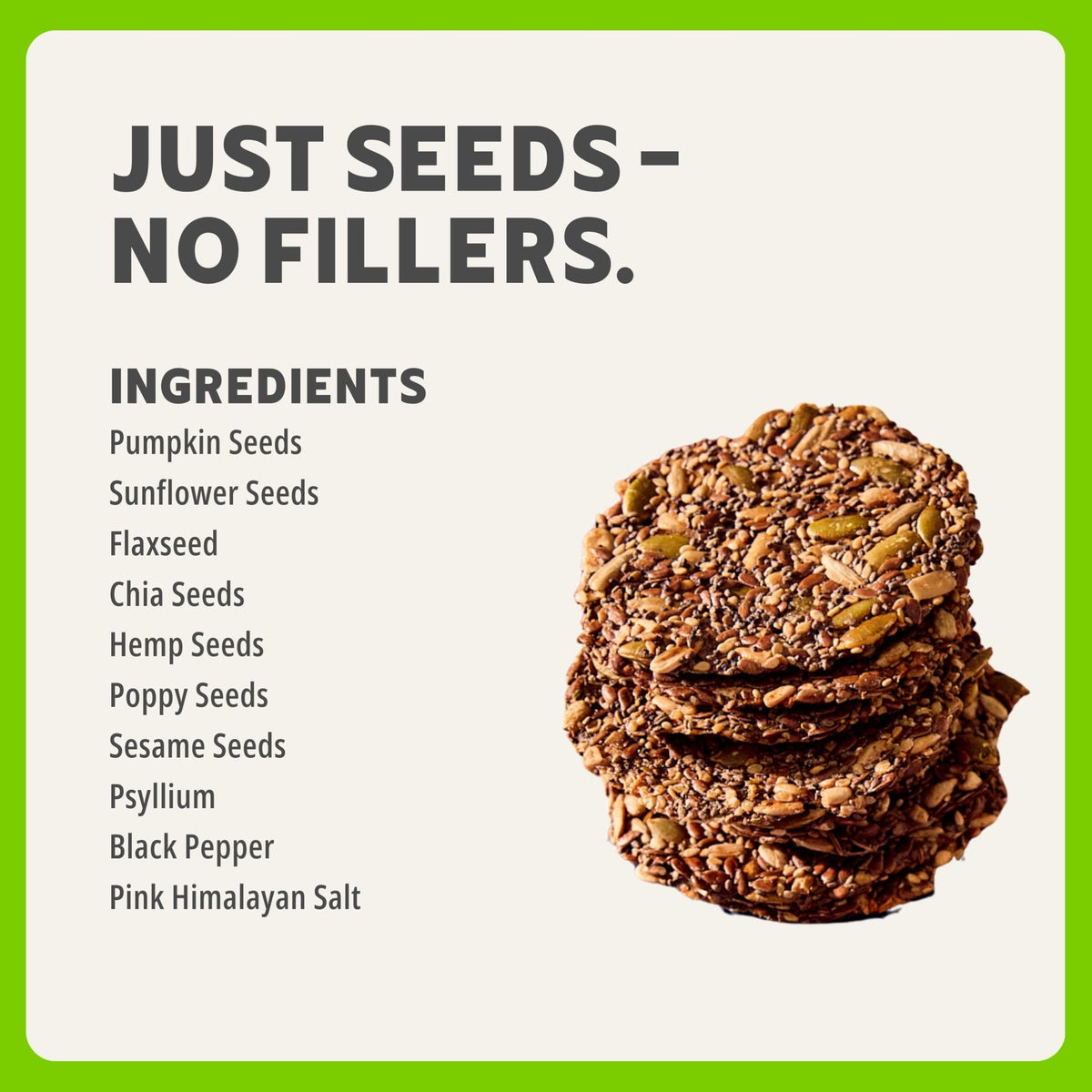 Ella’s Flats pumpkin seed hemp crisps as a toast substitute for breakfast