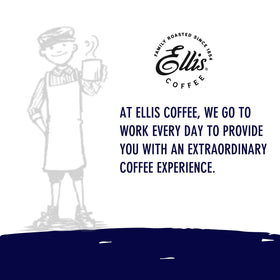 Ellis Coffee Philadelphia Roast pods shown with Keurig for quick brewing.
