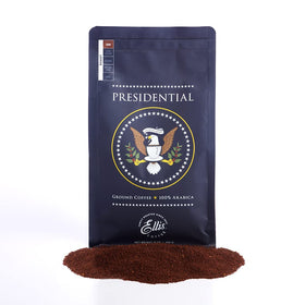 Close-up of bag label highlighting heritage and quality