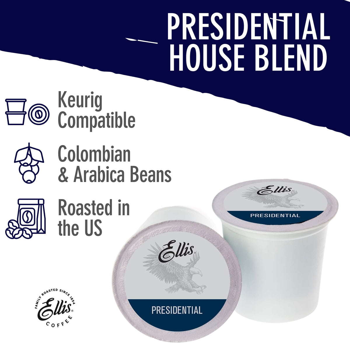 Ellis Coffee Presidential pods cup, ready to brew a comforting morning cup.