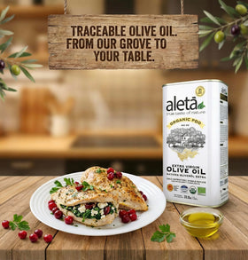 Ellora Farms Aleta Koroneiki olives highlight single estate flavor for Mediterranean dishes.