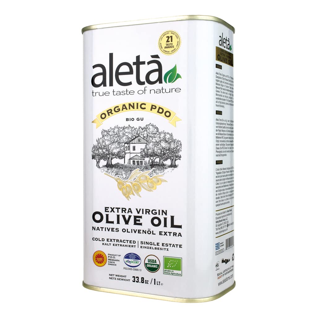 Ellora Farms Aleta olive oil bottle with rich color, ideal for dressings.