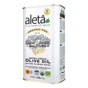 Ellora Farms Aleta olive oil bottle with rich color, ideal for dressings.