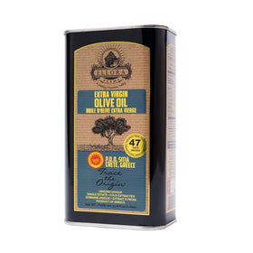 Ellora Farms olive oil bottle on a kitchen counter highlighting premium packaging for salads