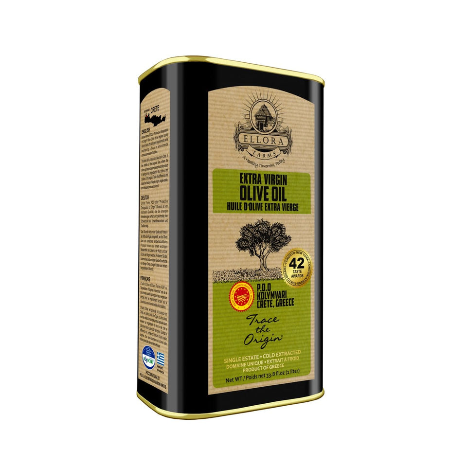 Ellora Farms olive oil bottle highlights premium single estate quality for daily cooking.
