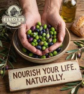 Ellora Farms olive oil for dipping enhances salads and pasta with fruity aroma.