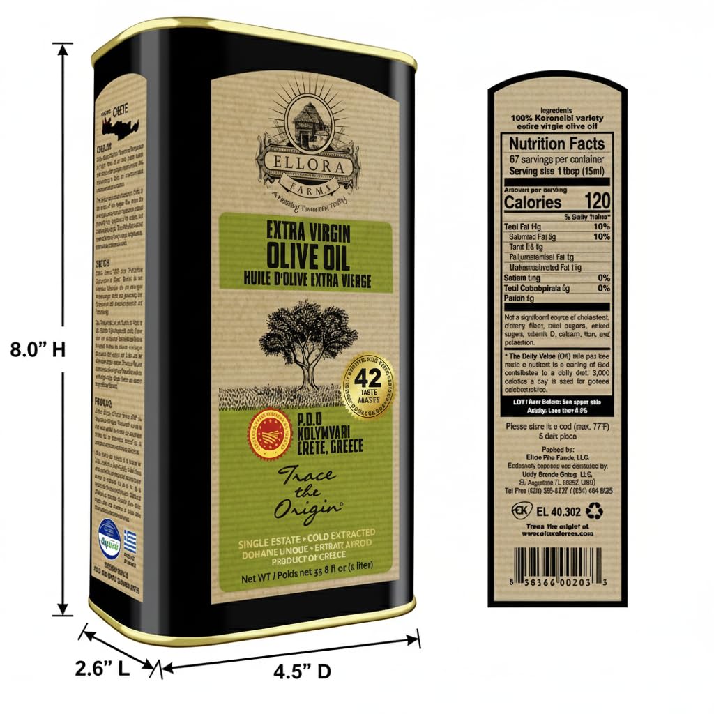 Ellora Farms Crete olives yield polyphenol-rich, antioxidant-rich EVOO.