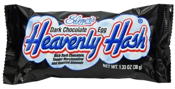 Close-up of Elmer's Heavenly Hash Eggs, rich chocolate and creamy center for treats.