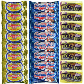 Elmer's Chocolate Heavenly Hash Eggs close-up shows rich shell and textured centers for indulgent snacking.