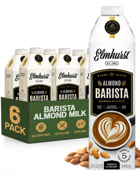 Elmhurst 1925 Barista Edition almond milk bottle front for barista-style pours.