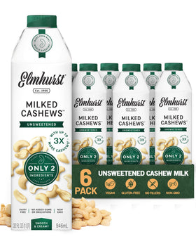 Elmhurst 1925 cashew milk unsweetened bottle front highlighting clean ingredients