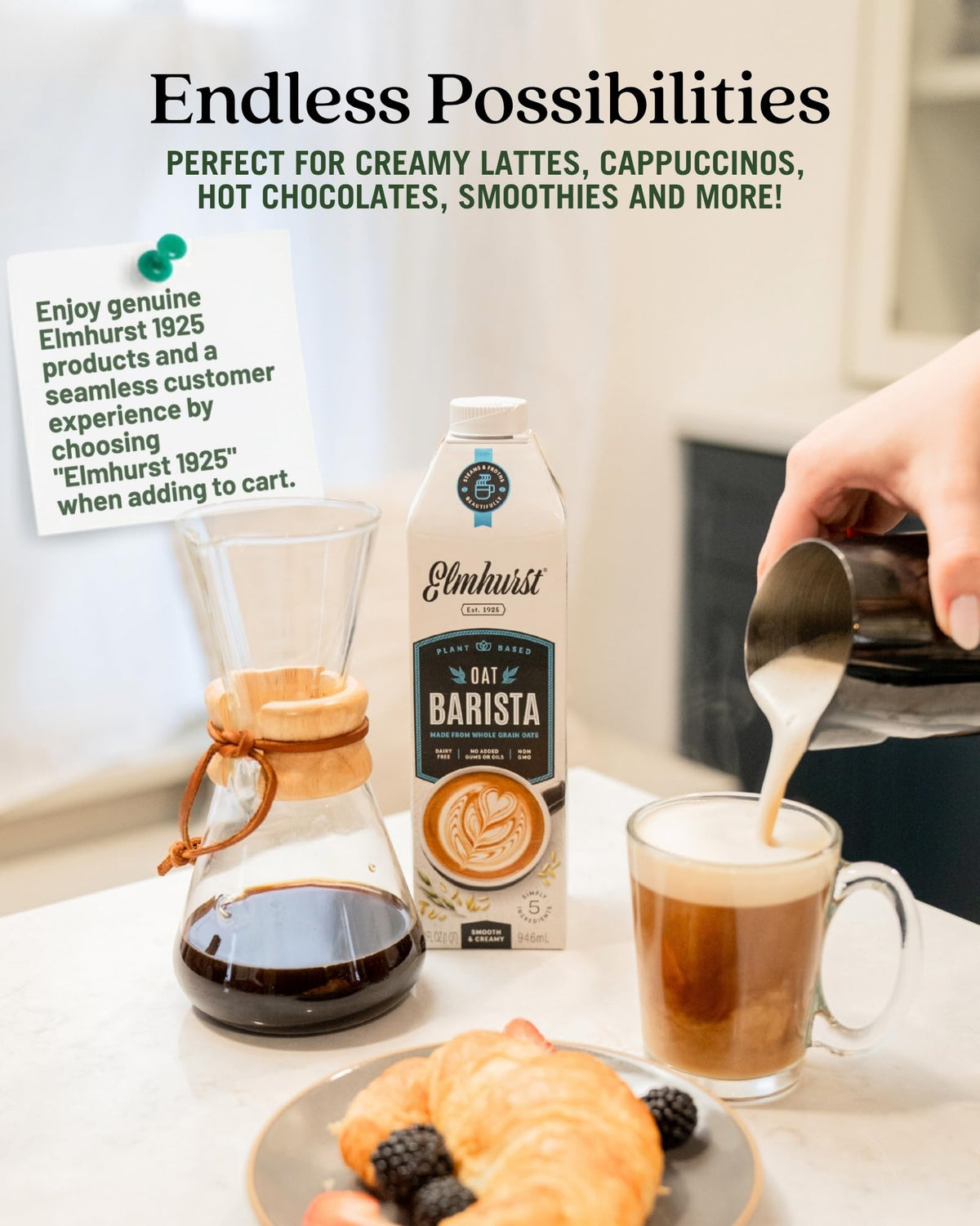 Foam-ready oat milk for hot lattes and frothy cappuccinos