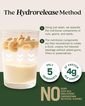 Elmhurst 1925 Sweetened Cashew Milk in a coffee latte for creamy flavor.