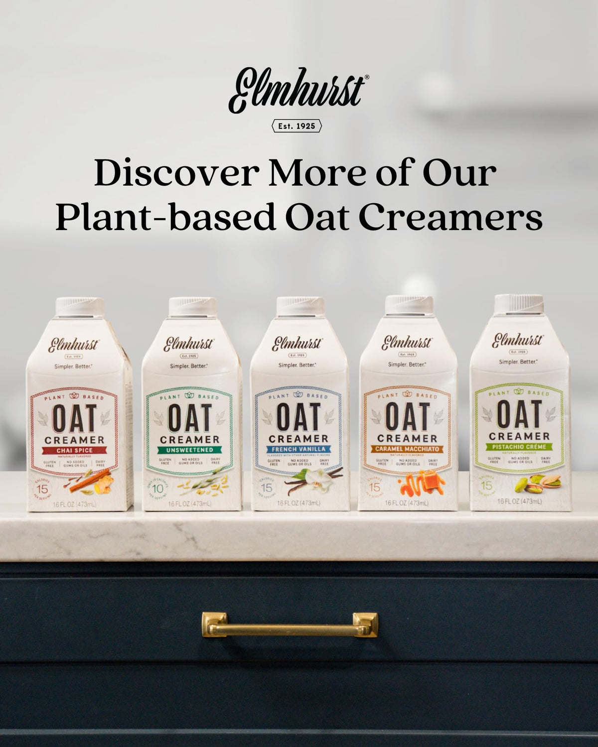 Elmhurst 1925 Unsweetened Oat Creamer gluten-free and non-GMO attributes