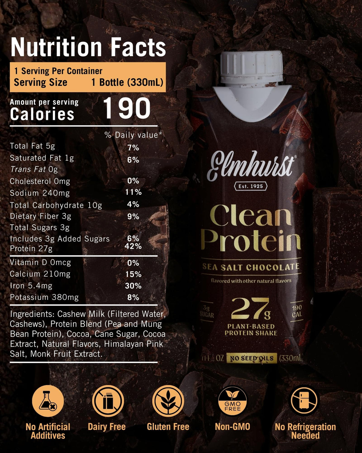 Pouring Elmhurst Sea Salt Chocolate shake reveals creamy texture and smooth finish