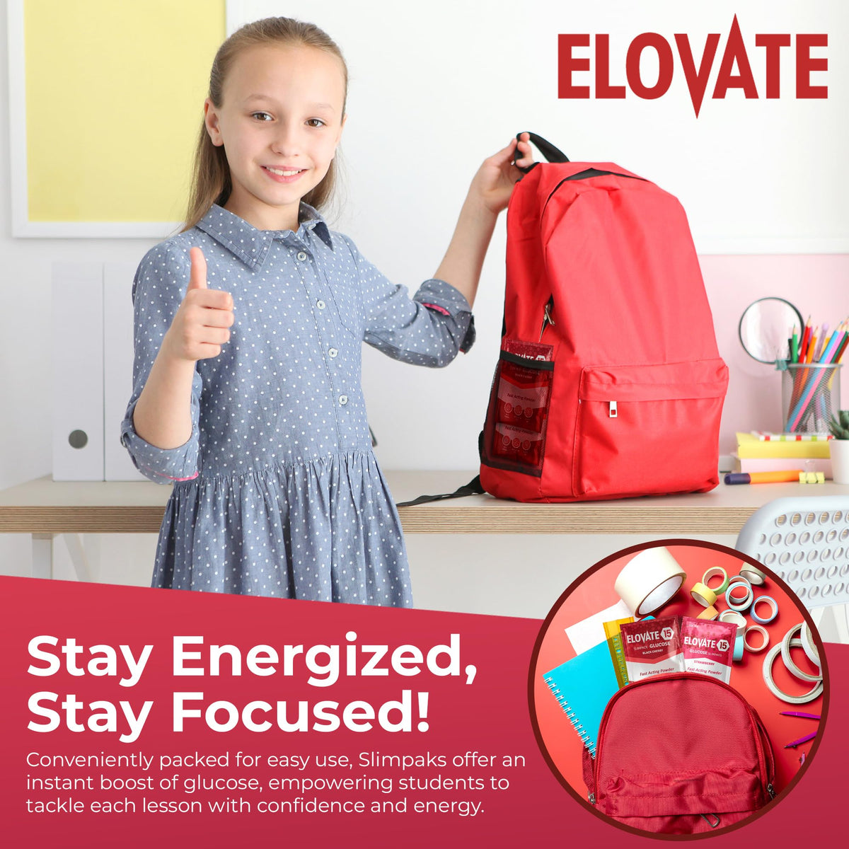 Elovate 15 Quick-dissolve formula shown dissolving in mouth.