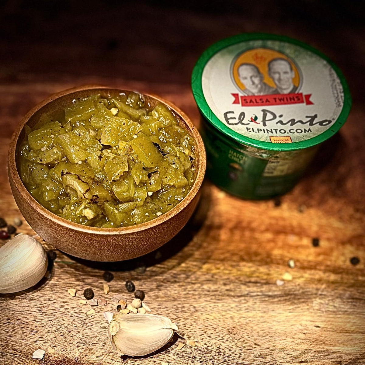 El Pinto dish with green chiles; shows a ready-to-use topping for meals.