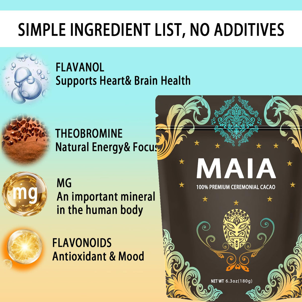Elunara Maia cacao powder scoop for quick, measured servings in daily wellness.