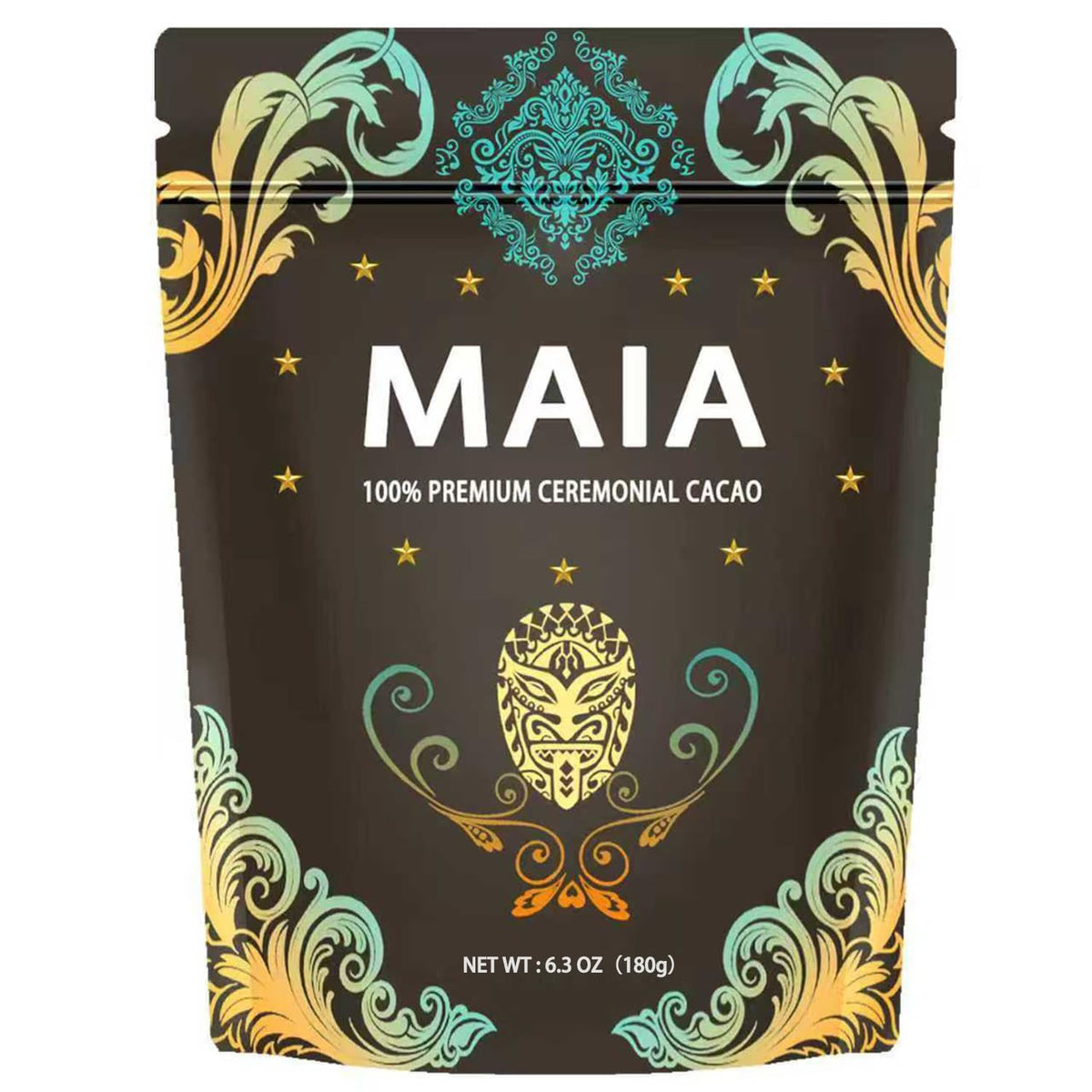 Elunara Maia ceremonial cacao bottle pour highlights rich, calming energy.