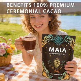 Elunara Maia ceremonial cacao measuring spoon close-up for precise ritual prep.