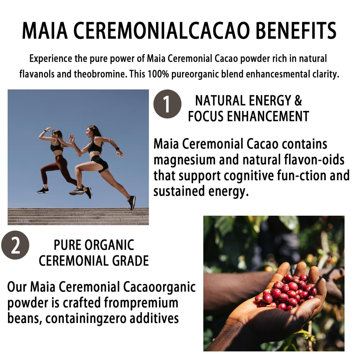Elunara Maia natural ingredients close-up shows zero sugar and purity.