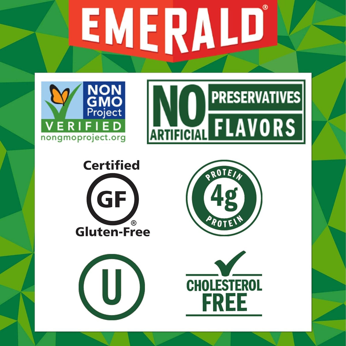 Kosher-certified Emerald almonds with no artificial preservatives