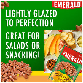Emerald Honey Glazed Almonds close-up glaze highlighting sweet coating.