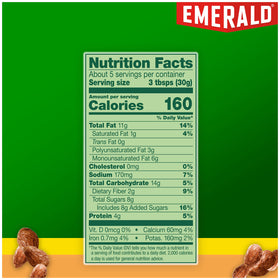 Emerald Honey Glazed Almonds labeling shows kosher and non-GMO status.