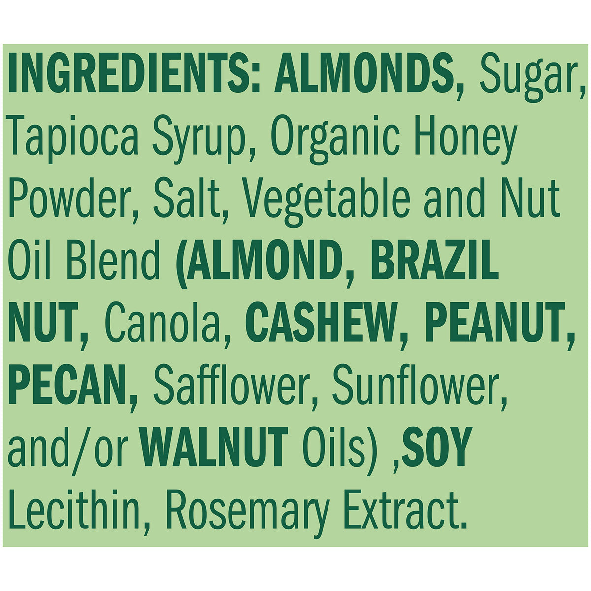 Emerald Honey Glazed Almonds packaging highlights resealability and freshness.