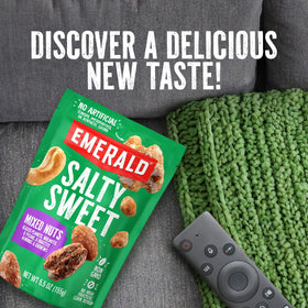 Emerald Salty Sweet Mixed Nuts roasted cashews with creamy texture and crunch.