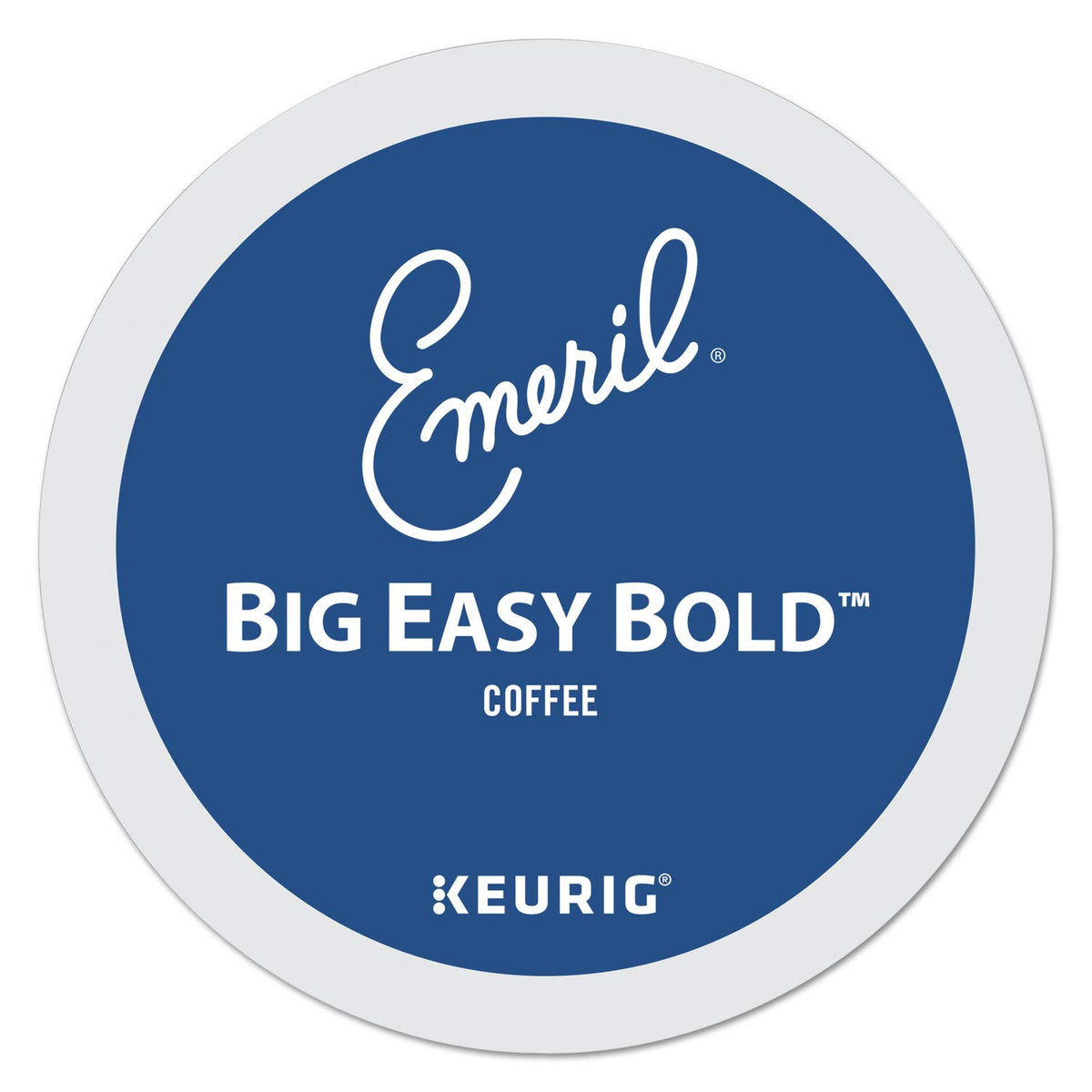 Emeril's Big Easy Bold K-Cup packaging highlights convenient single-serve design for quick mornings.