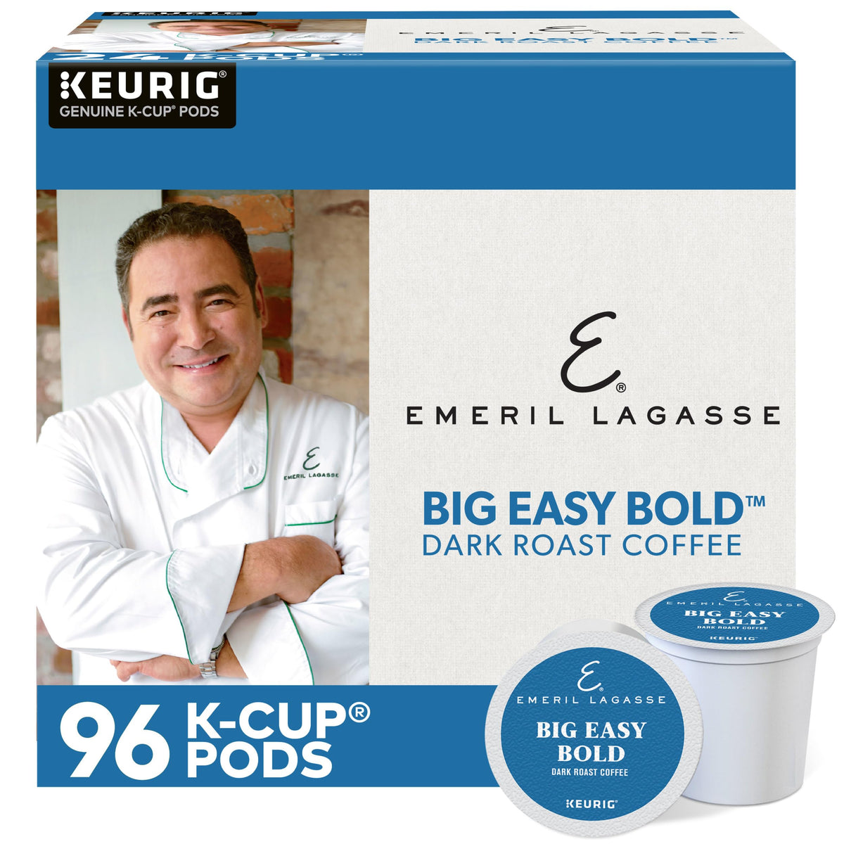 Emeril Big Easy Bold Keurig pods for convenient single-serve coffee.