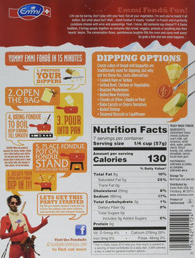Emmi Cheese Fondue 14oz pack – serving idea, smooth texture ideal for dipping.