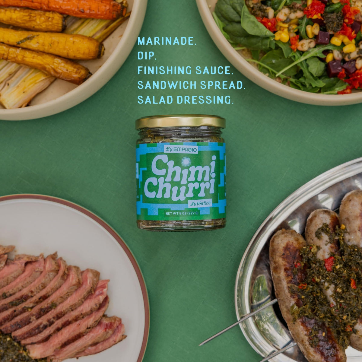 EMPACHO Chimichurri ingredients close-up highlighting parsley garlic oregano and olive oil