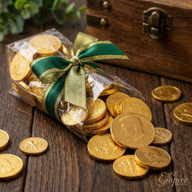 Empire Delights Chocolate Gold Coins stocking-friendly treat in gold foil.