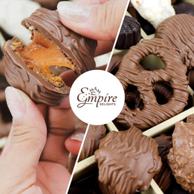 Empire Delights close-up chocolates, glossy textures and rich centers for indulgence