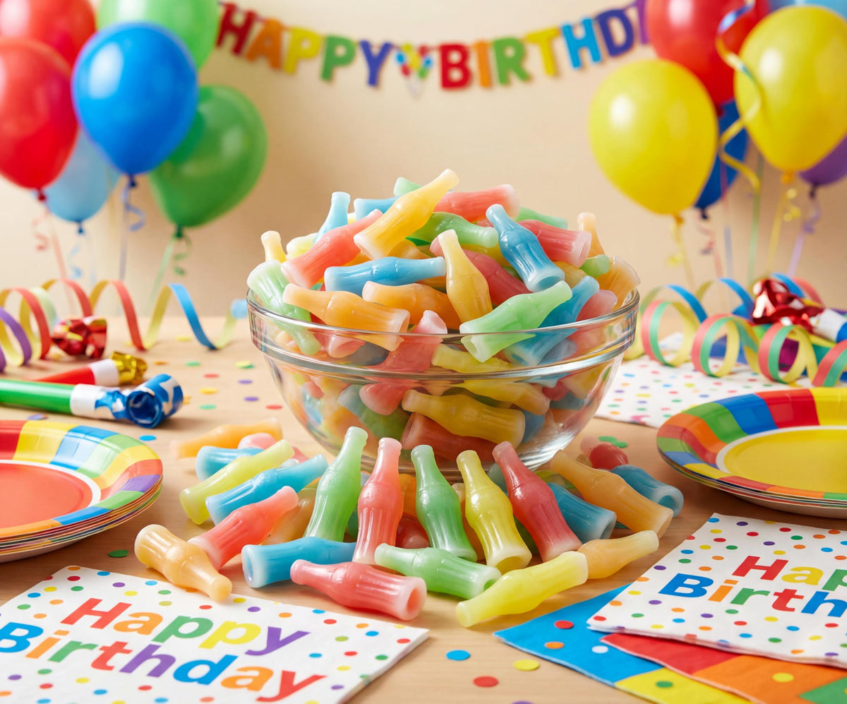 Emporium Candy assorted flavors wax bottles showcase colorful candy for sharing at gatherings