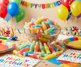 Emporium Candy assorted flavors wax bottles showcase colorful candy for sharing at gatherings