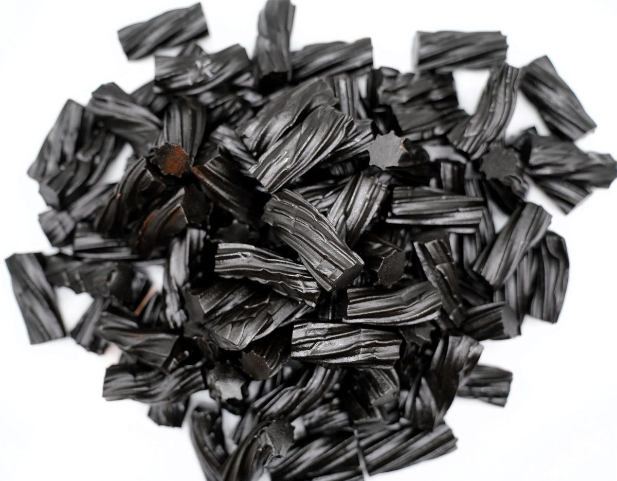 EMPORIUM CANDY Black Australian Licorice bag front view, highlighting premium quality