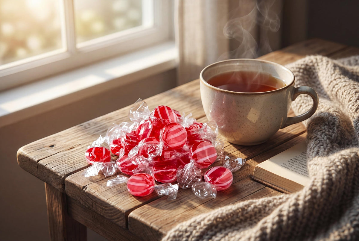 EMPORIUM CANDY bold cinnamon flavor discs pair with desserts or beverages.