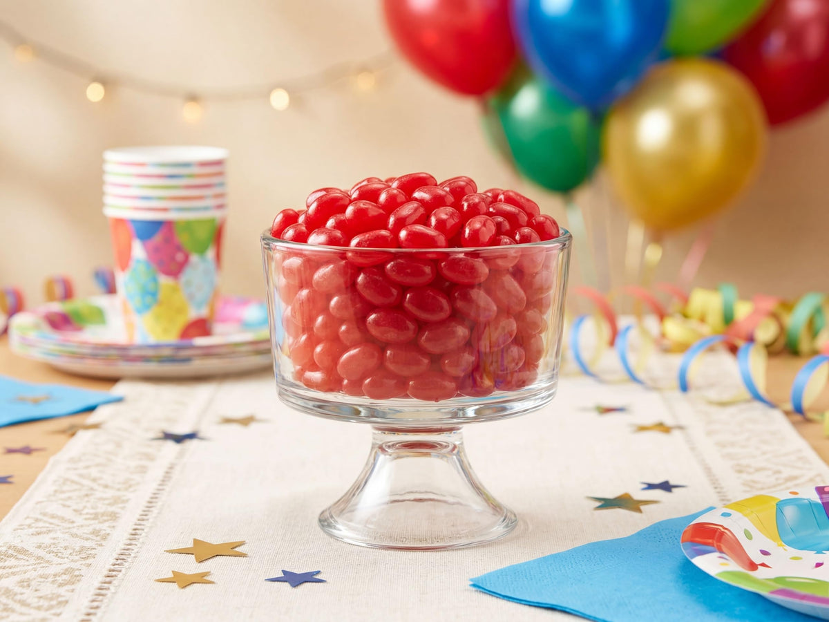 Emporium Candy bright red jelly beans add color to treats and tables.