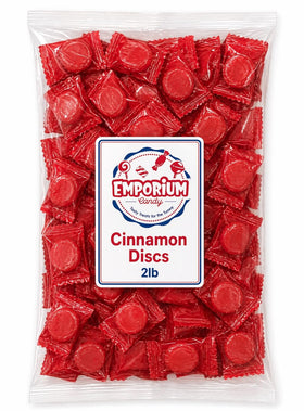 EMPORIUM CANDY cinnamon discs bulk 2lb bag front view for parties