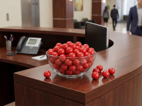 Emporium Cinnamon Gumballs: bright red candy ideal for parties and buffets.