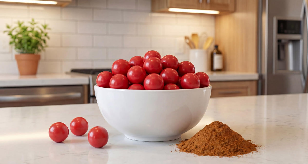 Emporium Cinnamon Gumballs: cinnamon spice kick, lasting flavor for vending or events.