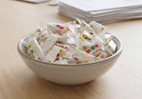 Emporium Candy Jube Nougats close-up highlights vivid fruit pieces.