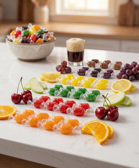Emporium Candy fruit grape-wrapped barrel enhances candy buffets with variety.