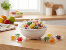 Emporium Candy grape fruit barrel adds purple appeal to party displays.